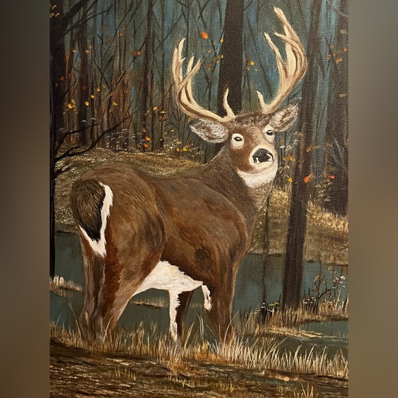 Whitetail original painting on canvas painted in acrylics 18 x 24  by Leah Smith - Picture 2 of 3